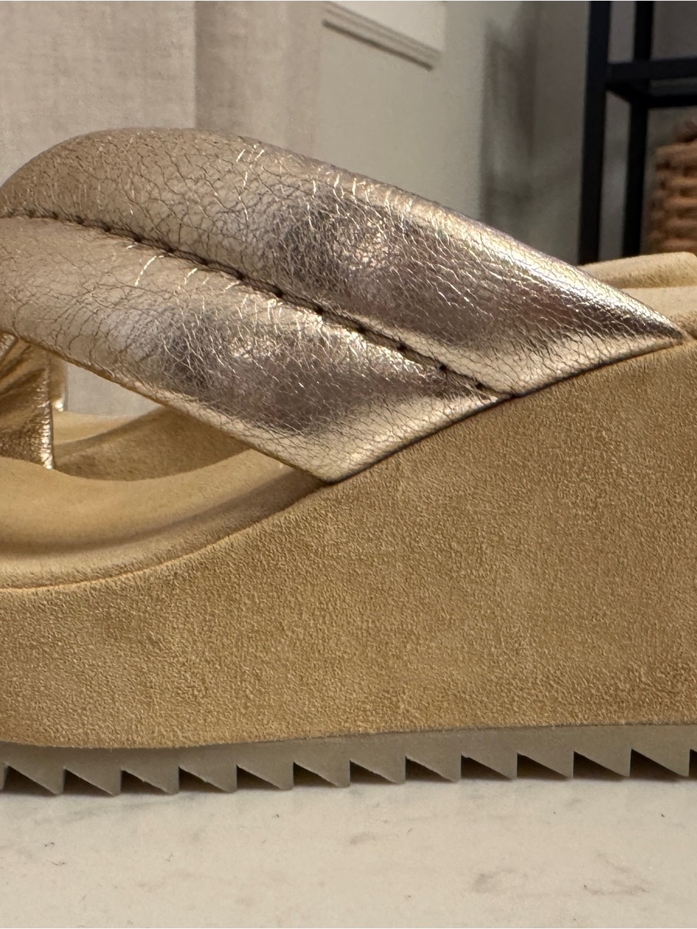 Pedro Garcia Metallic Rose-Gold Platform Slide Sandal - Picture 6 of 9